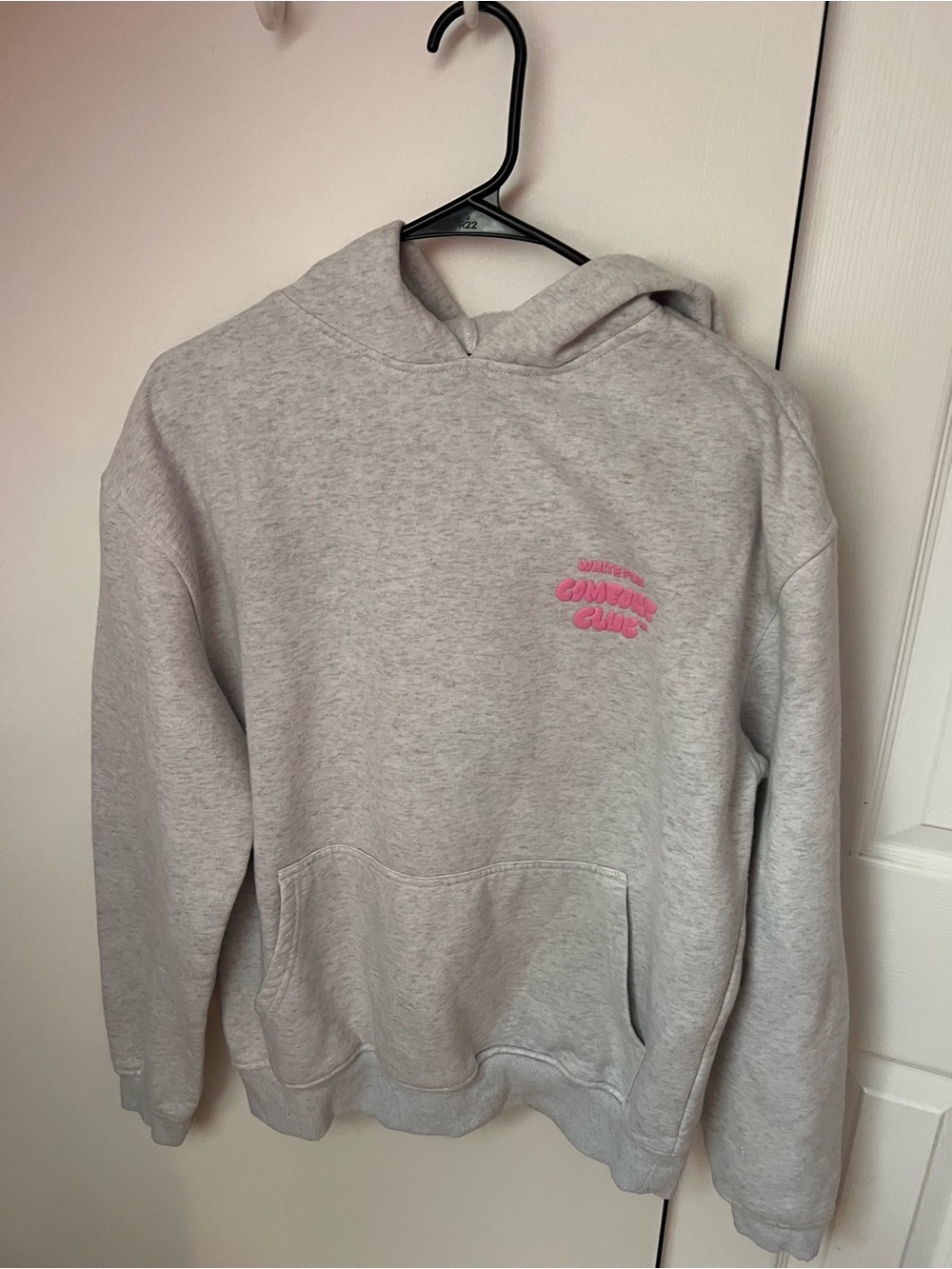 White Fox Boutique Gray Hoodie with Pink Logo